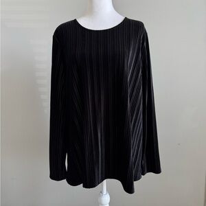 J. Jill Wearever Collection Black Velvet Pleated Top